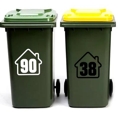 Kontejner na odpadky Popelnice Číslo Nálepka Samolepicí Popelnice na kolečkách Garážové Samolepky DIY Volná kombinace Odolné proti povětrnostním vlivům