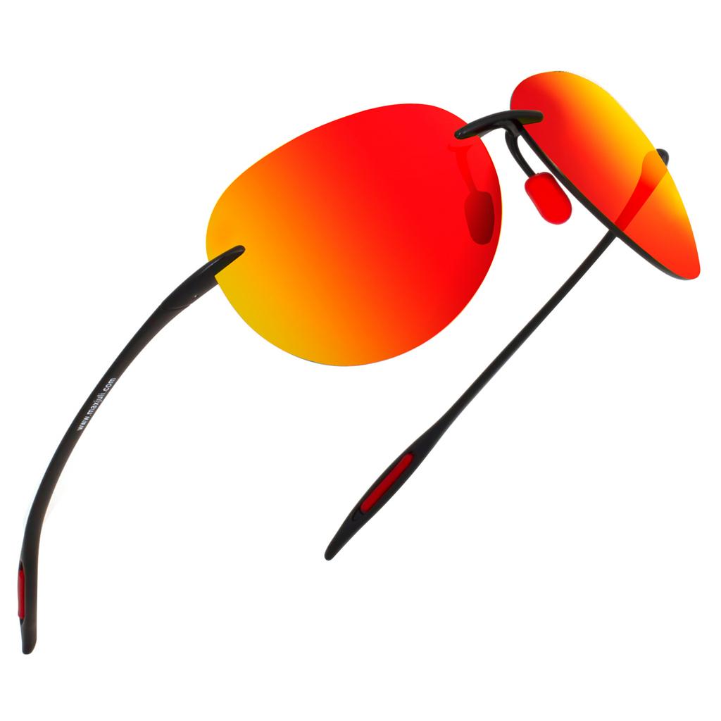 MAXJULI Men sunglasses Classic UV400 Fashion Driving Sports Unbreakable Rimless Design Oval Male for Women's TR90 Material Frame Sun Glasses 8008