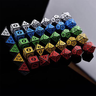 Mehrseitiges 7-Würfel-Würfel-Set, Spielwürfel für TRPG DND-Zubehör, polyedrische D4 D6 D8 D10 D12 D20 Würfel für Brettspiel, Kartenspiel, Mathematikspiel