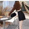 Women's PU Leather Bootcut A-Line Shorts, High-Waist Slimming, Wide Leg, Autumn/Winter 2023 Casual Wear.