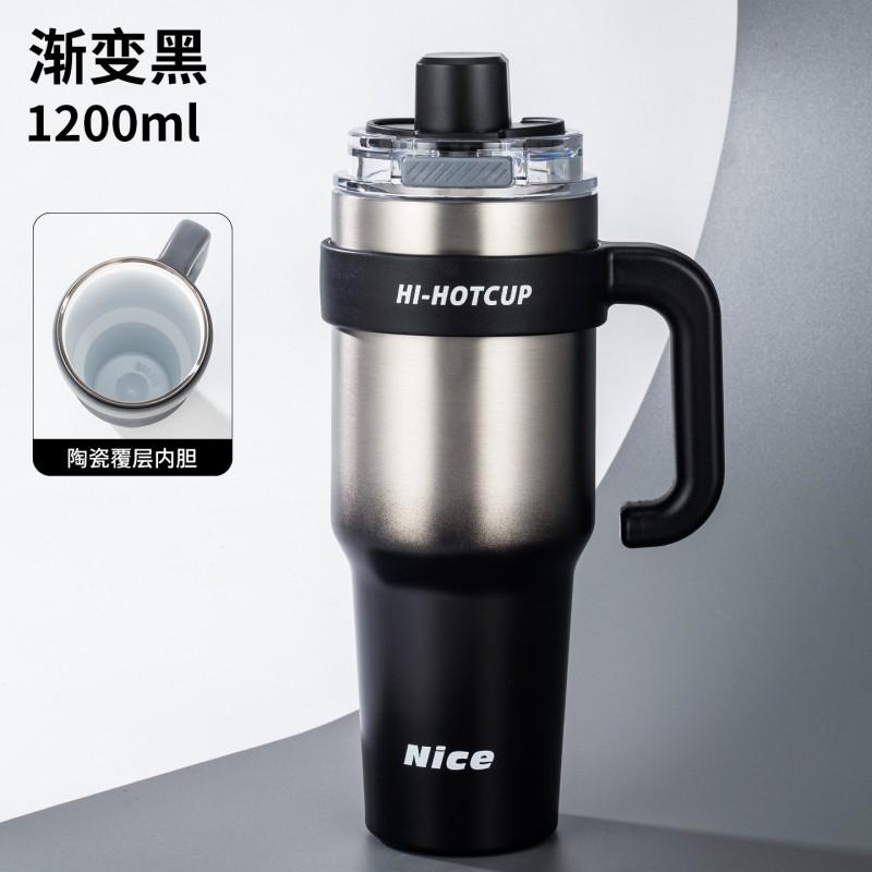 40oz Insulated Tumbler 316 Stainless Steel Ceramic Inner Double Lid Large Capacity Outdoor Sports Office