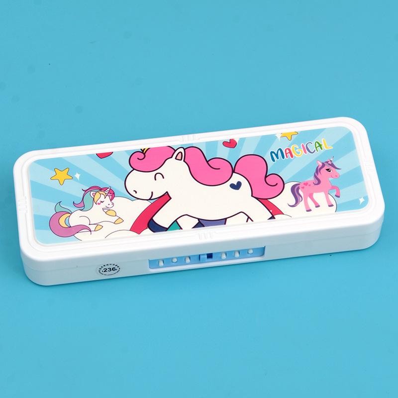 2024 New Cute Primary School Student Stationery Box Children's Multi-Function Lock Stationery Box Kindergarten Pencil Box