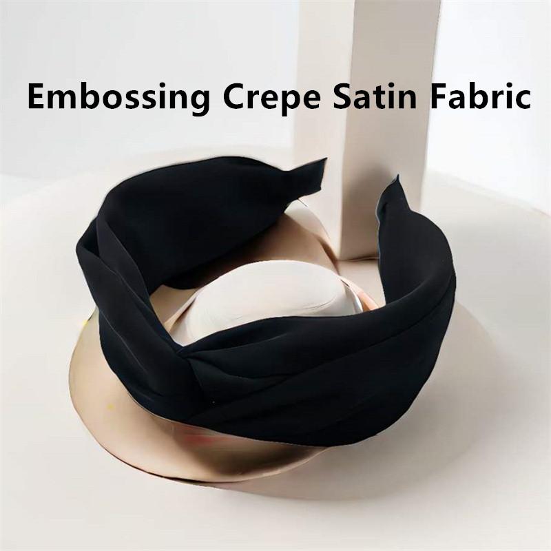Women Wide Brimmed Embossing Crepe Satin Cloth Knot Hairbands Fashion Female Casual Shopping Hair Hoop Accessories