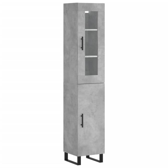 VidaXL Buffet haut Gris béton 34,5x34x180 cm Bois d'ingénierie 3199197