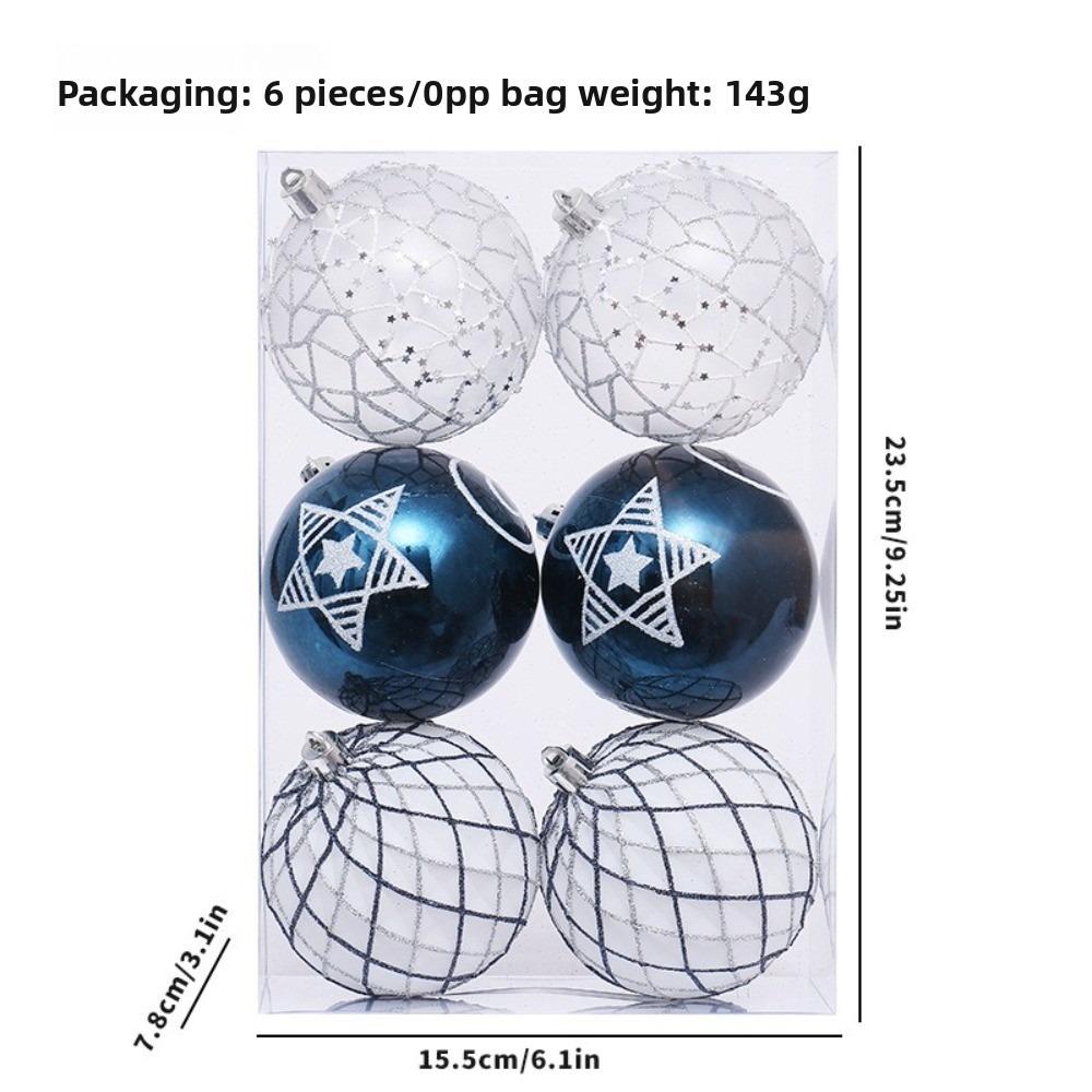 6pcs New Plastics Christmas Ball Pendant Paintings 8cm Xmas Tree Ornament Xmas Tree Charm Party Decoration