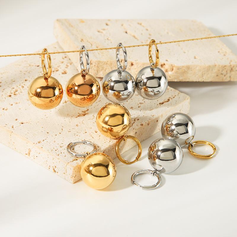 Yori Trendy Ball Pendant Earrings Stainless Steel Fashion Charm PVD Jewelry Gold Color Bijoux Waterproof Jewelry for Women