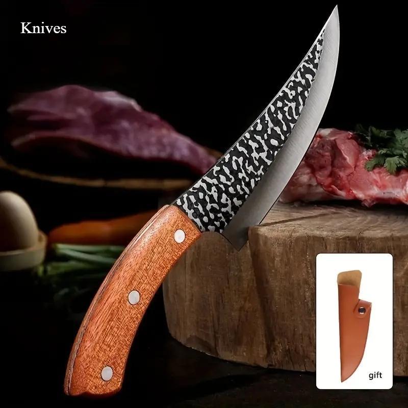 Stainless Steel Knife Forged Kitchen Boning Knife Professional Meat Cleaver Knife Wood Handle Vegetables Slicing Kitchen Knives