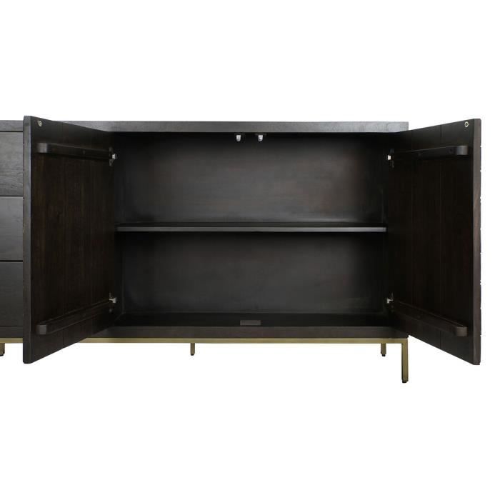 Buffet Bas - Acacia - Métal Noir - 160 X 40 X 90 Cm - Contemporain