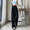 Ice Silk Women's High-Waist Wide Leg Pants - Summer 2025, Thin Apricot Drapey Style