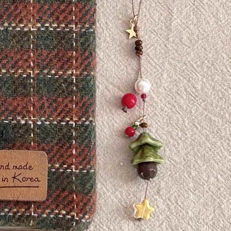 Christmas Tree Phone Chain Necklace Lanyard Anti-Lost Hanging Rope Bag Decor Pendant Christmas Gifts
