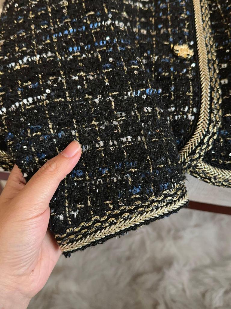 Veste Tweed Noire Style Français pour Femme A71337