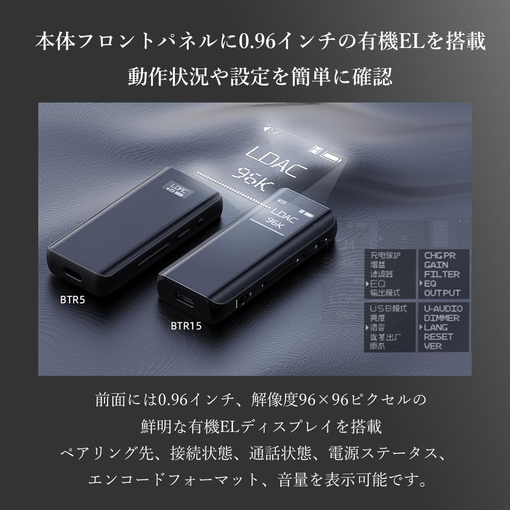 FIIO BTR15 [Japan Serial Number Included] Bluetooth Receiver, USB DAC, Headphone Amplifier, aptX LL Adaptive HD, LDAC Codec, Wireless (Dark Blue)