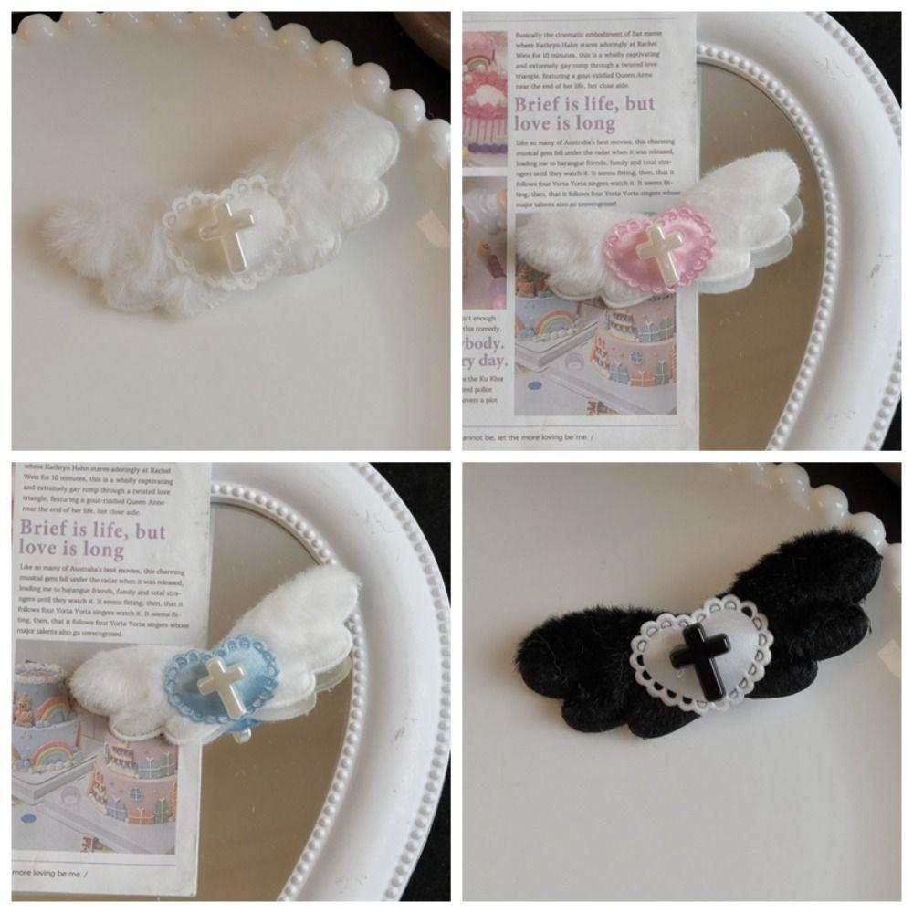 Lolita Y2K Gothic Hairpin Cross Wing Harajuku Bangs Duckbill Fashion Sweet Cool Hair Clip  Women