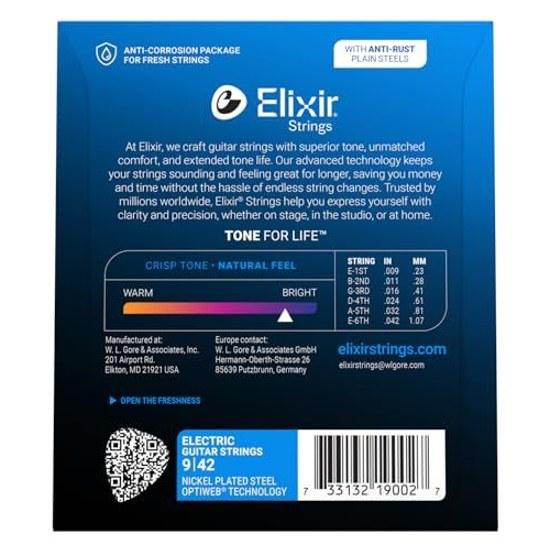 ELIXIR Electric Guitar Strings OPTIWEB Super Light .009-.042 #19002