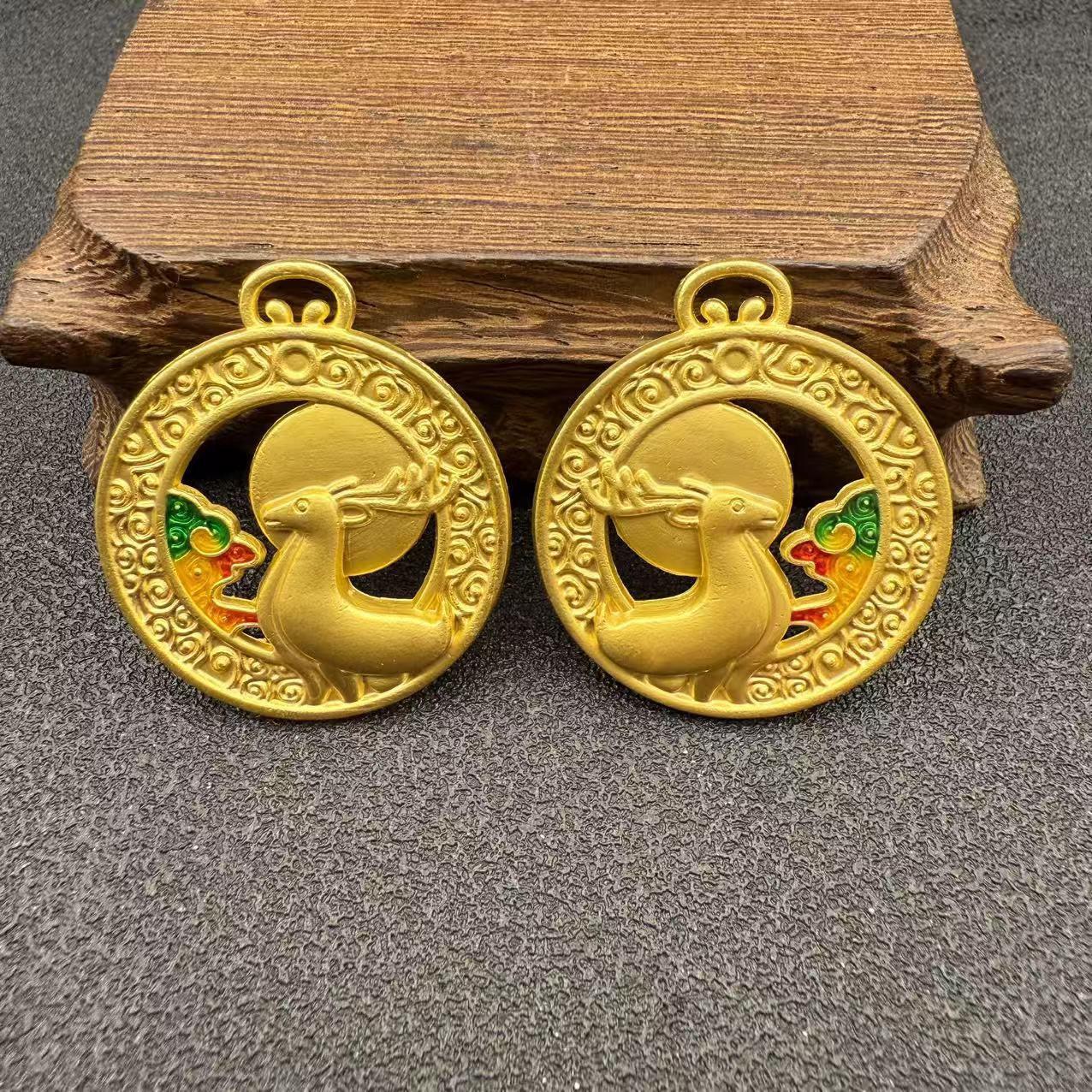Gold-Plated Six-Character Mantra Rotating Gourd Pendant Necklace with Enamel Filigree