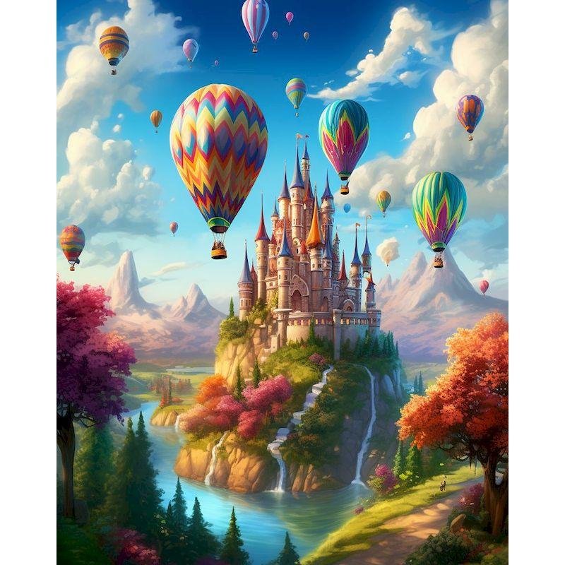 CHENISTORY Oil Painting By Numbers On Canvas,Hot Air Balloon,Paint Kit,Landscape,Handpainted,Pictures By Numbers,Decorative Gift