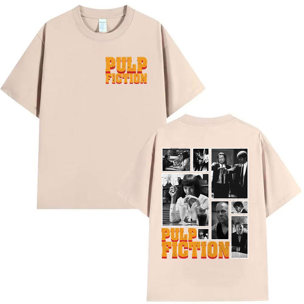 Classic Movie Pulp Fiction Graphic T Shirt Men Women Vintage High Quality Cotton Tshirts Harajuku Oversized Tshirt Streetwear