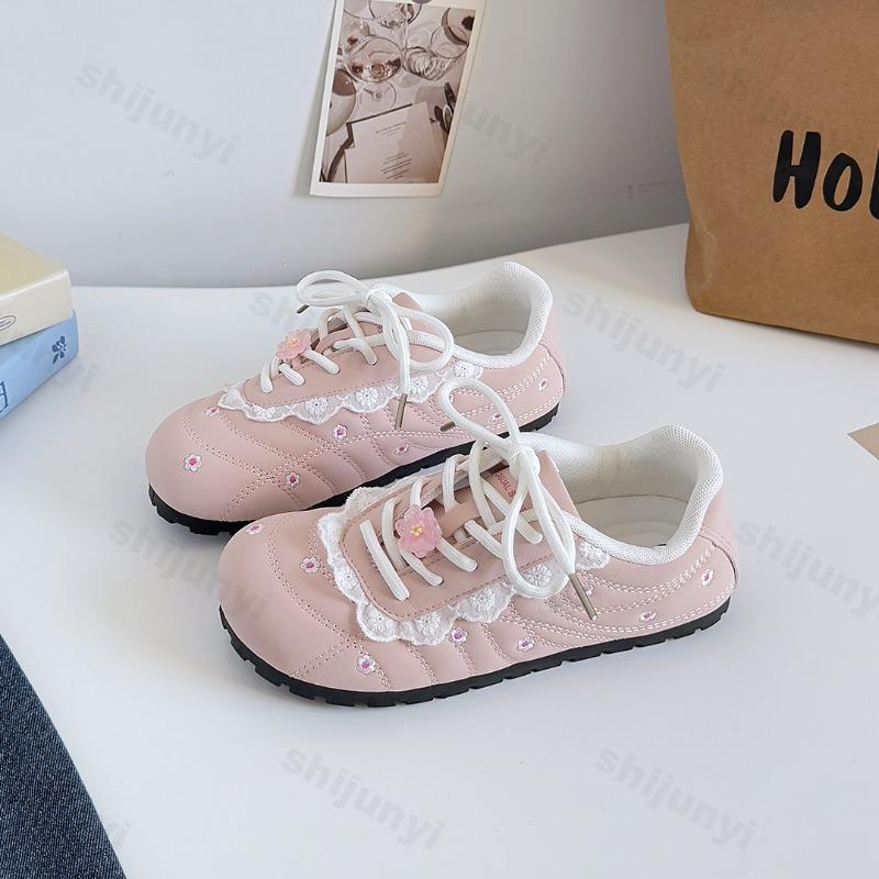 Fashion Women Casual Sports Shoes 2025 Autumn Comfortable Anti Slip Outdoor Vulcanized Shoes Flower Lace Up Fashion Running Flat Shoes