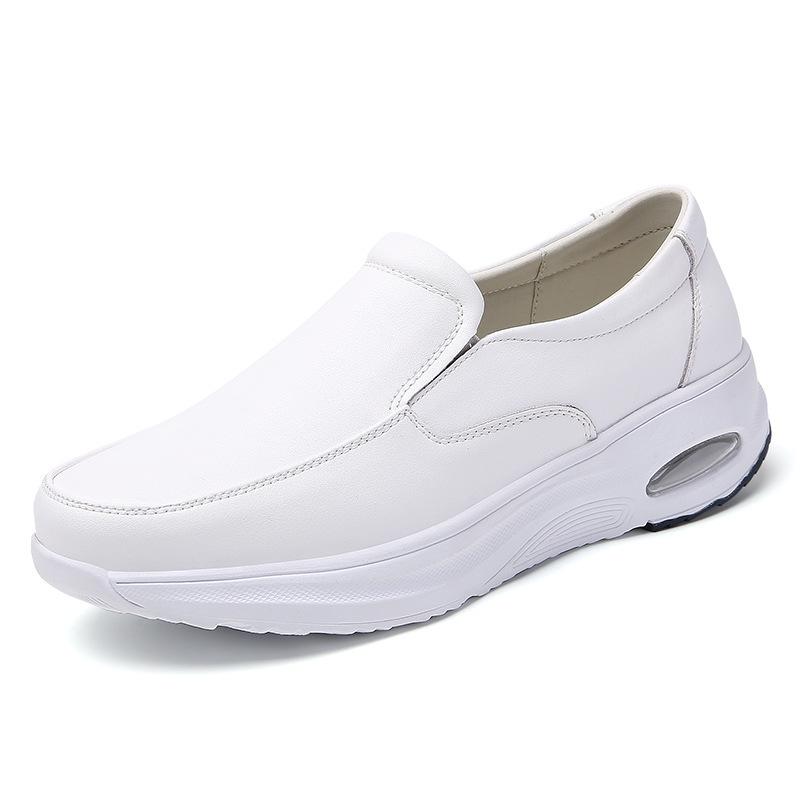 

Nurse shoes women s spring new leather air cushion soft sole breathable non-slip single shoes large size doctor work shoes men 38 білий