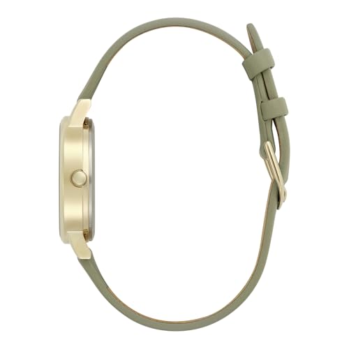 Authorized Dealer [OLIVIA BURTON] Olivia Burton Women's Watch 24000228 Illustrated Floral Midi Ivory Gold Sage Green Leather