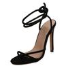 New Stiletto Sandals Fashion Women Summer Flock Cross Straps Comfortable Thin High Heels Shoes Peep Toe Breathable Sandals