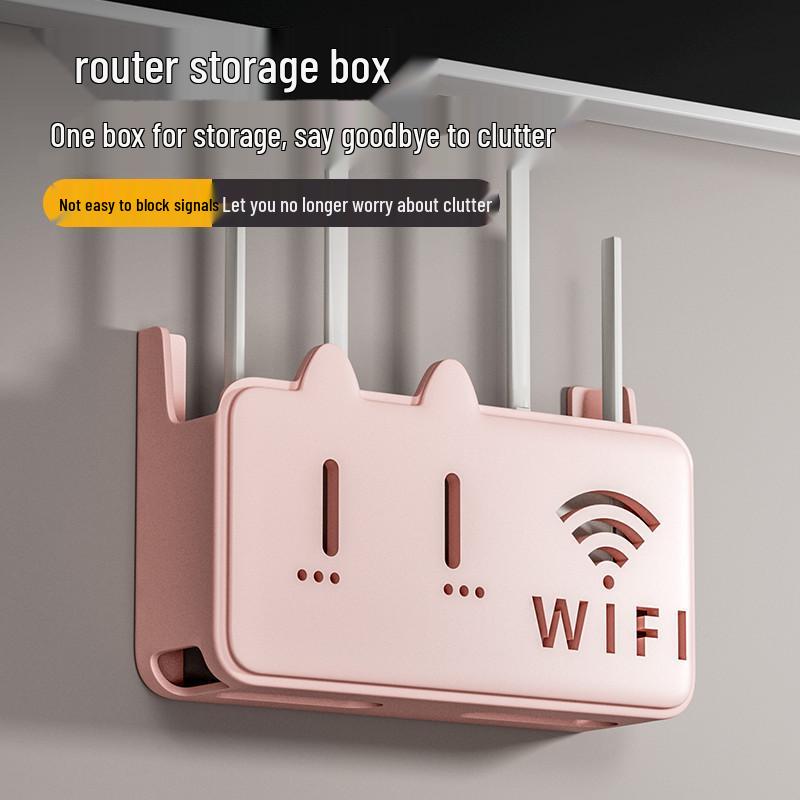 Wall-Mounted Cat Router Shelf - Punch-Free Storage for Set-Top Box and Cable TV