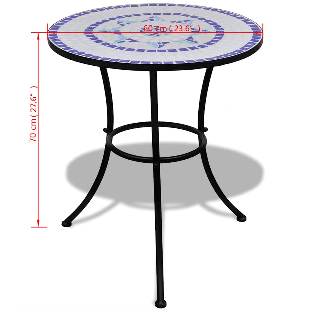 3-teiliges Bistro-Set mit Keramikfliesen Blau und Weiß