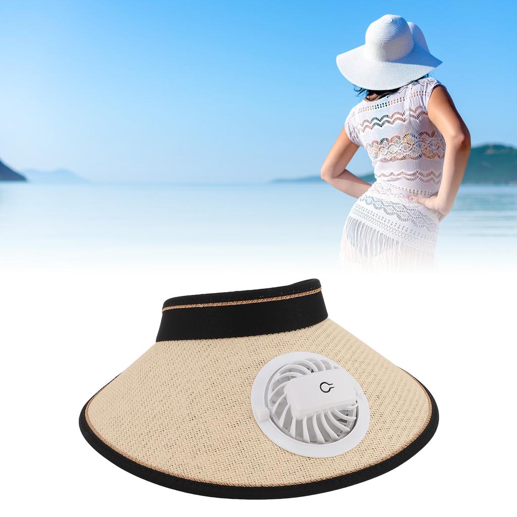 Fan Hat USB Rechargble 300mah Elastic Band Angle   Extra Large Brim Fan   for Travel Bch