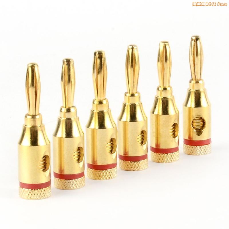 K1AE 4pcs Gold Plated Speaker Banana Plugs Open Screw Type Connector for Speaker Wire Home Theater