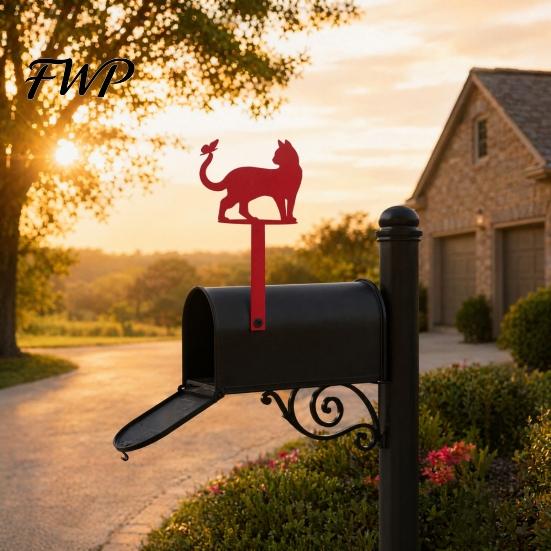 Mailbox Mounting Sign Yard Iron Signage with Fixed Holes, Metal Cat Butterfly Decoration, Decoration Outdoor for Wood Leather Mailboxes