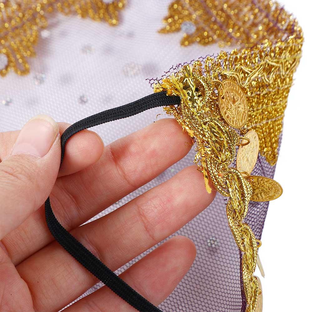 Indian Dance Sequins Girl Performance Accessories Rhinestone Face Veils Belly Dance Costumes Mesh