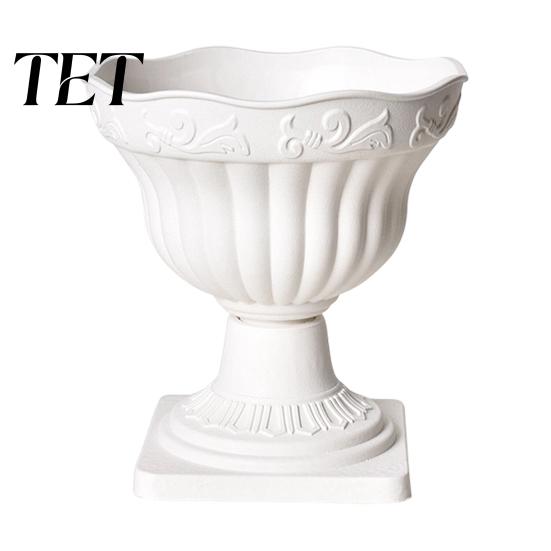 Large Plastic Planter White Urn Pot, Tall Vintage Roman Column Flowerpot, Decorative Flower Pot Plant Container for Indoor Outdoor Garden Front Porch