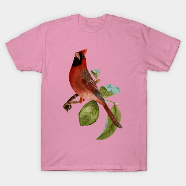 Camiseta Feminina Linda Vintage Vermelho Cardeal Pássaro Ilustração Harajuku Estampa Kawaii Camiseta Verão Manga Curta Camiseta Feminina Top Tee