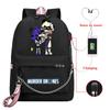 High Quality Murder Drones Fashion Backpacks Students Anime Back Pack USB Charging Outdoor Backpack Boys Girls Book Bags Mochila