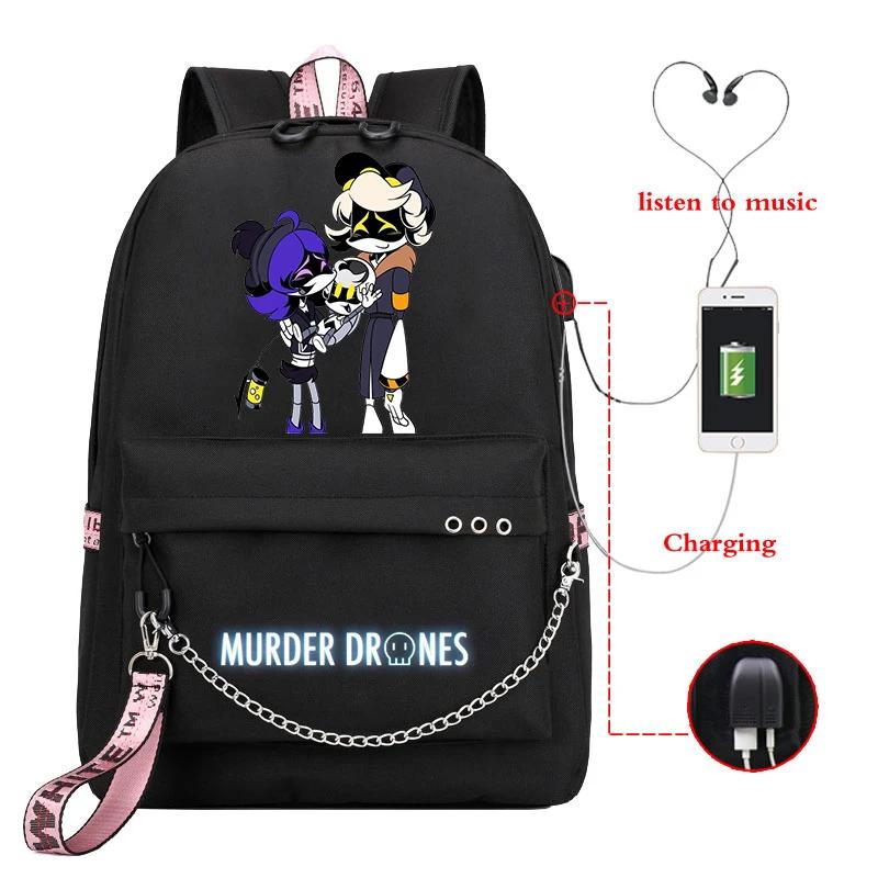 High Quality Murder Drones Fashion Backpacks Students Anime Back Pack USB Charging Outdoor Backpack Boys Girls Book Bags Mochila