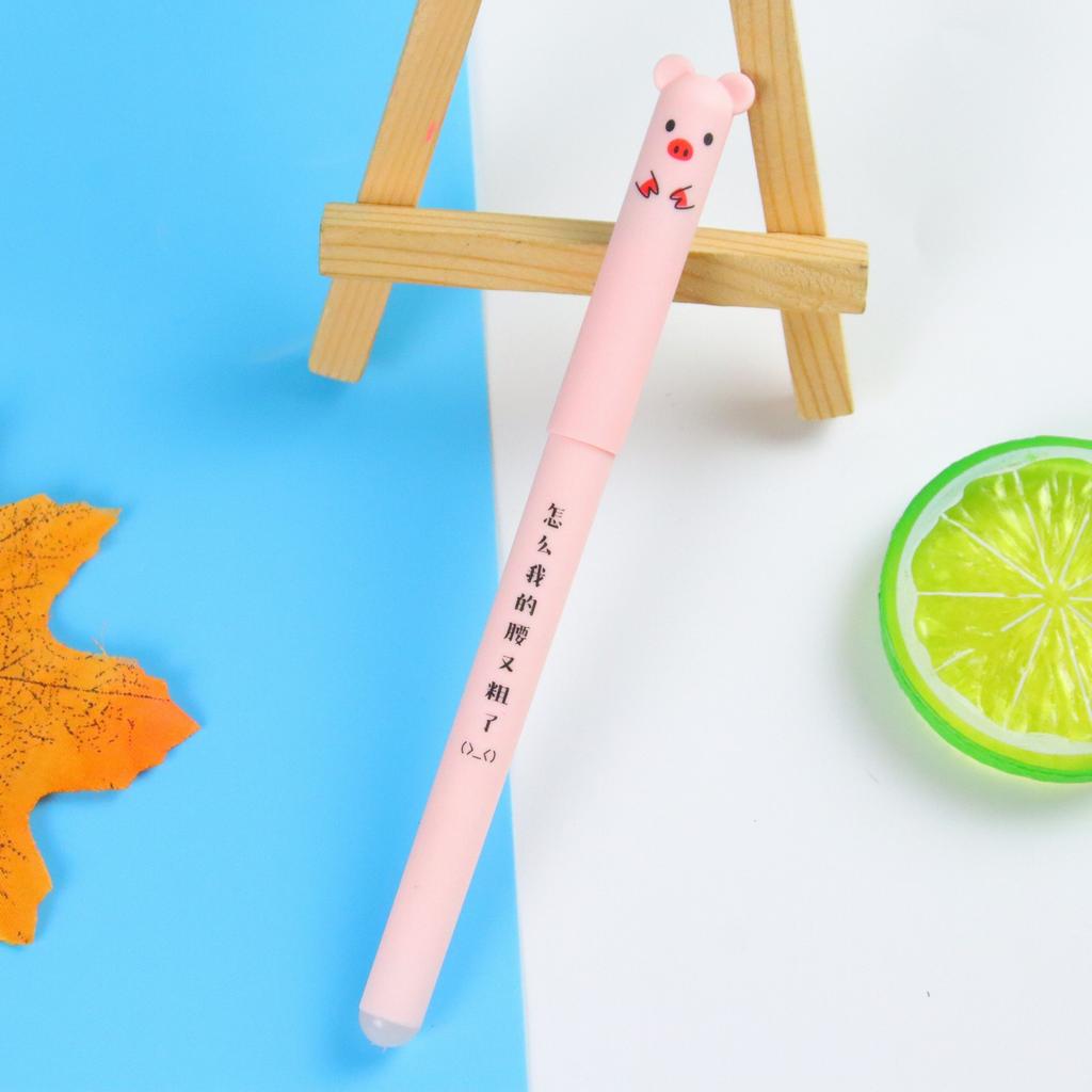 1/4 Pcs/Set Kawaii Erasable Gel Pen Pig Bear Cat Mouse 0.5mm Blue Ink School Office Stationery Gift Korean Stationery SB09