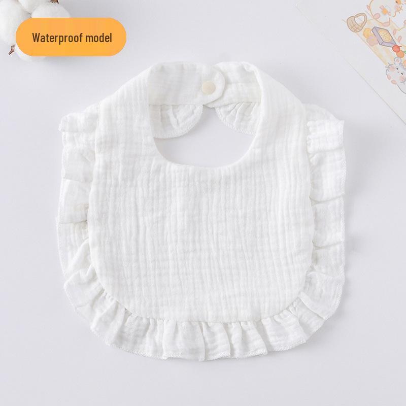 Ruffle Lace Waterproof Cotton Baby Bib (Seven-Layer Gauze)