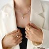 Cross Chain Inlaid Zircon Freshwater Pearl Pendant Necklace - Niche Design, Non-fading Clavicle Chain