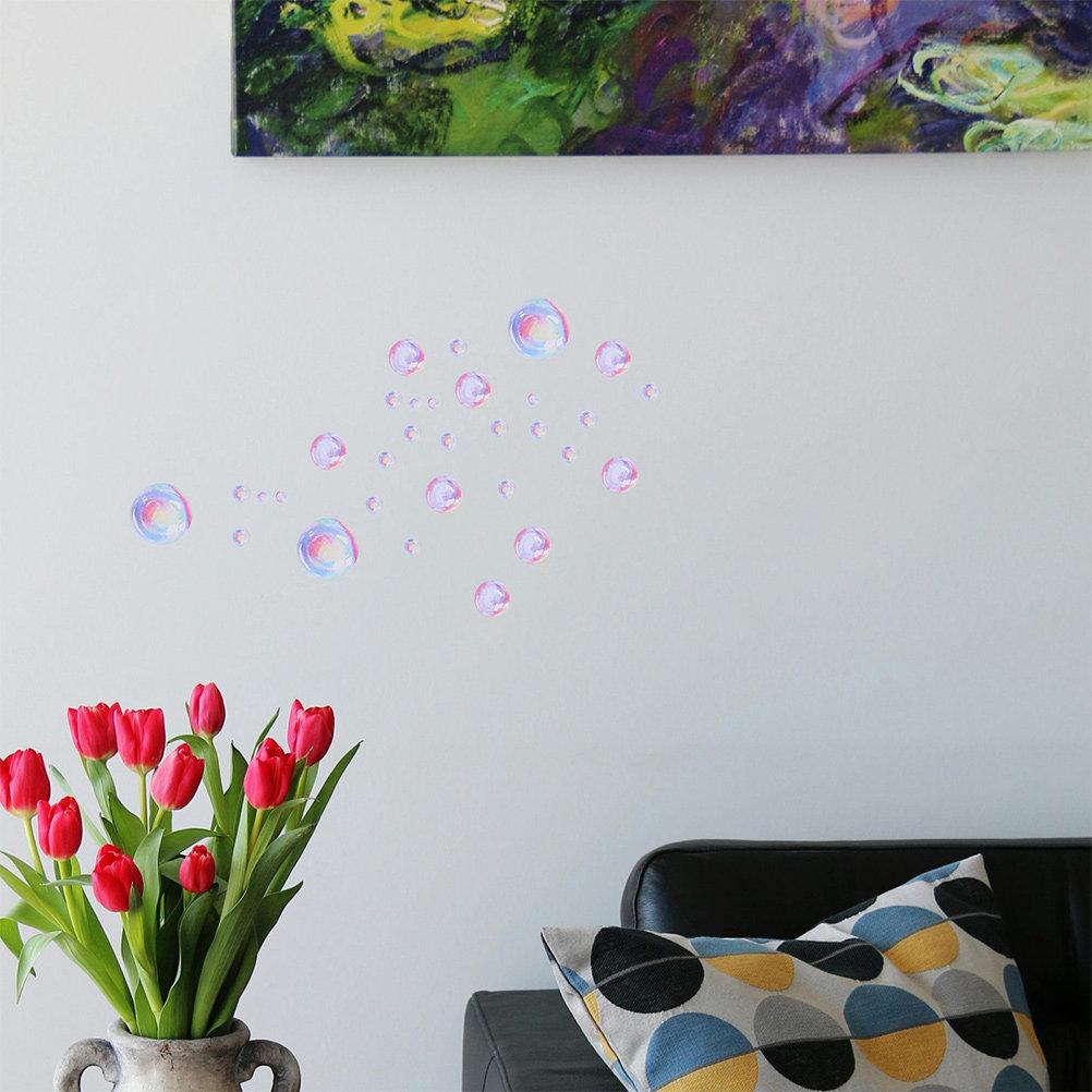 4 Sheets Bubbles Wall Decals Ocean Theme Water Bubble Pattern Self-Adhesive Removable Stickers for Living Room Bathroom Bedroom