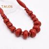 2 Pcs/Set Women Necklace Set Faux Coral Stackable Bohemian Rice Bead Adjustable Length Smooth Lady Vacation Beach Neck Jewelry