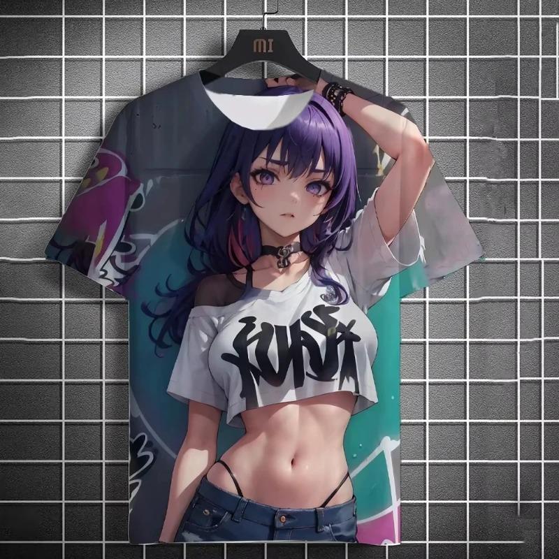 Anime Girl Pattern 3D Printing Short Sleeve Street Hip Hop Fashion T-shirt Comfortable Casual S