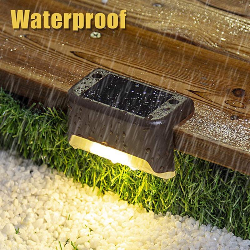 4 Pack LED Solar Deck Lights Waterproof for Garden Pathway Yard Patio