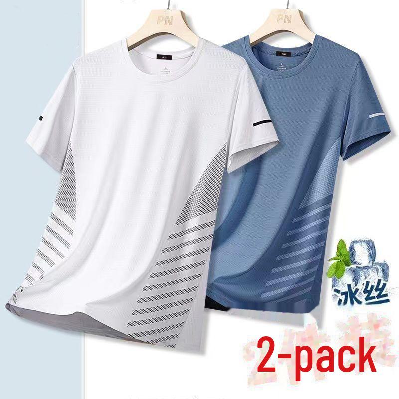 

Мужская быстросохнущая сетчатая футболка с коротким рукавом - лето 2024 г., свободный крой, легкая спортивная и повседневная одежда 5XL (recommended for 87.5-97.5 kg)