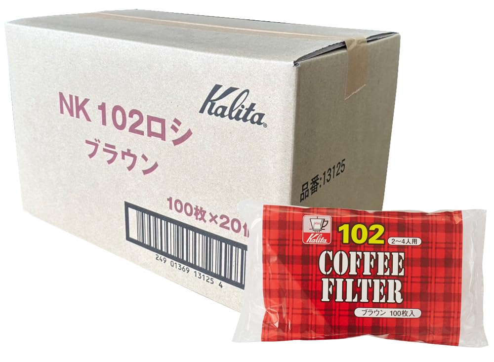Kalita NK102 Brown Coffee Filters for 100 Filters per Pack Trapezoidal Shape 2-4 People, (20-Pack) -
