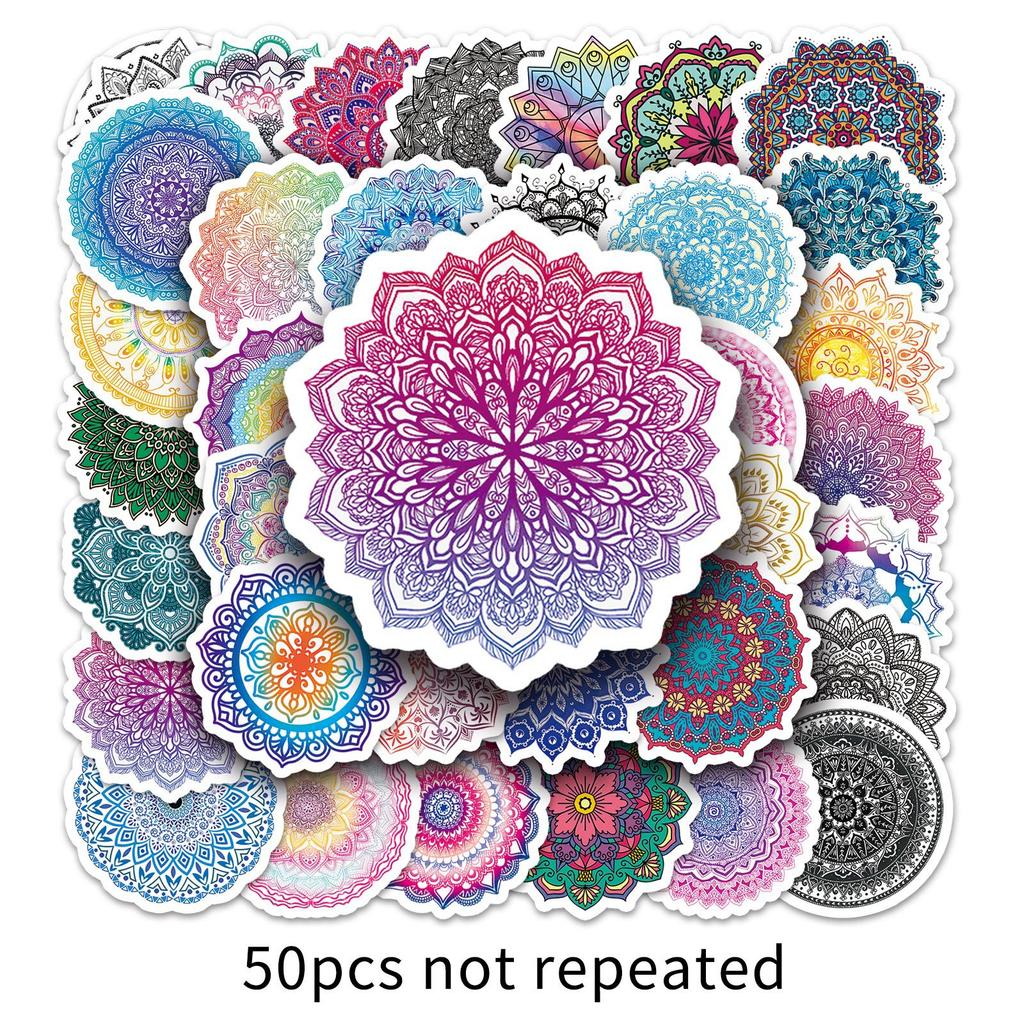50 Pictures of Mandala Graffiti Personality Cool Trendy Creative DIY Skateboard Water Cup Suitcase Stickers Waterproof