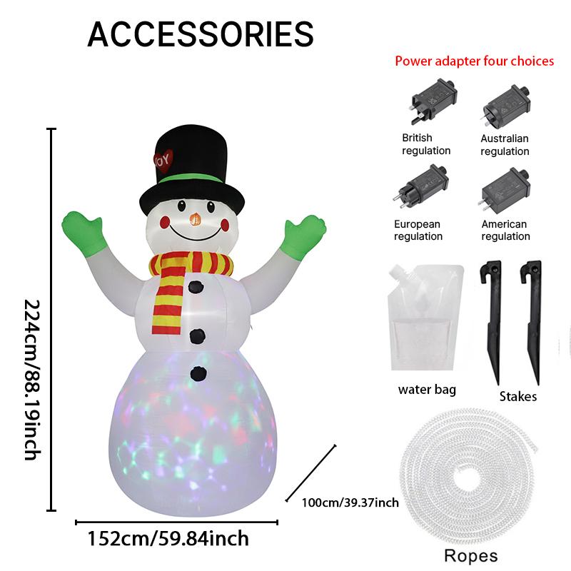 

7.2FT LED Inflatable Xmas Yard Decor Snowman Christmas Home Decoration Ornament Festive Toy Gift Christma Supplies Holiday Decor UK Plug