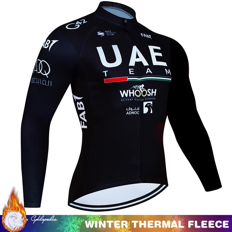 Cycling Clothing Man Bicycle Jerseys Men Sportswear Set UAE Winter Bike Jacket Thermal Fleece Jersey Men's Blouse Mtb Bib Suit