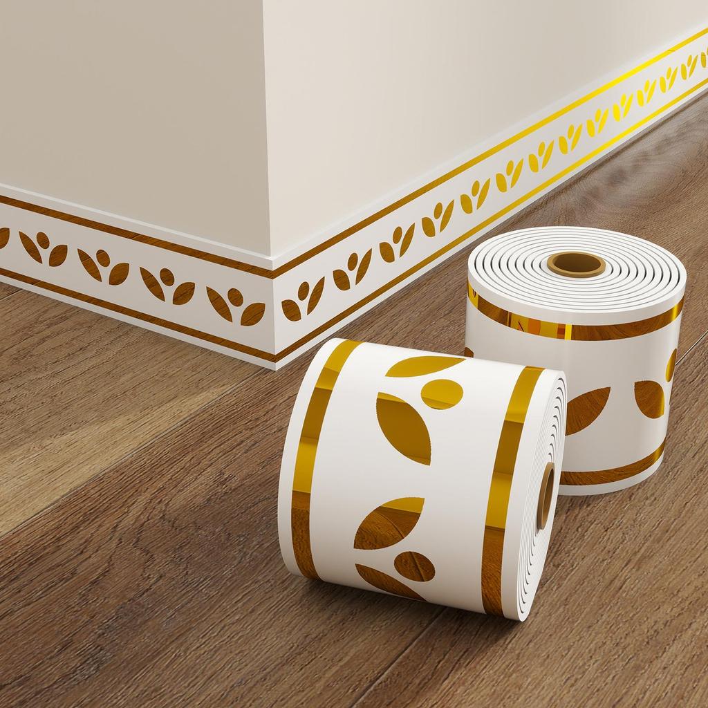 Dicke selbstklebende PVC-Sockelleiste - Wasserdichte Wandverkleidung, Imitation Fliesen-Kickerleiste, Einfach abziehen & aufkleben