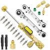 Valve Core Remover Taller Tool And HVAC Service Wrench Set With Hex Bit Adapters, R410A Adapter 5/16 Female 1/4 Male Flare, 3/8'' To 1/4'', 5/16'' X