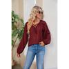 Spring and Autumn Women's Blouse Lantern Long Sleeve Top Large Size V-Neck Tie Tops